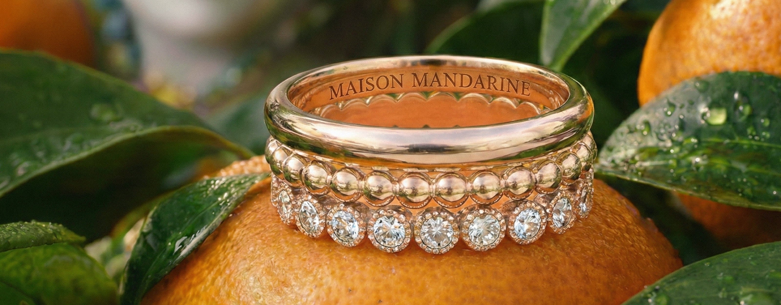 Alliance femme en or 18 carats recyclé pavée de diamants – Maison Mandarine