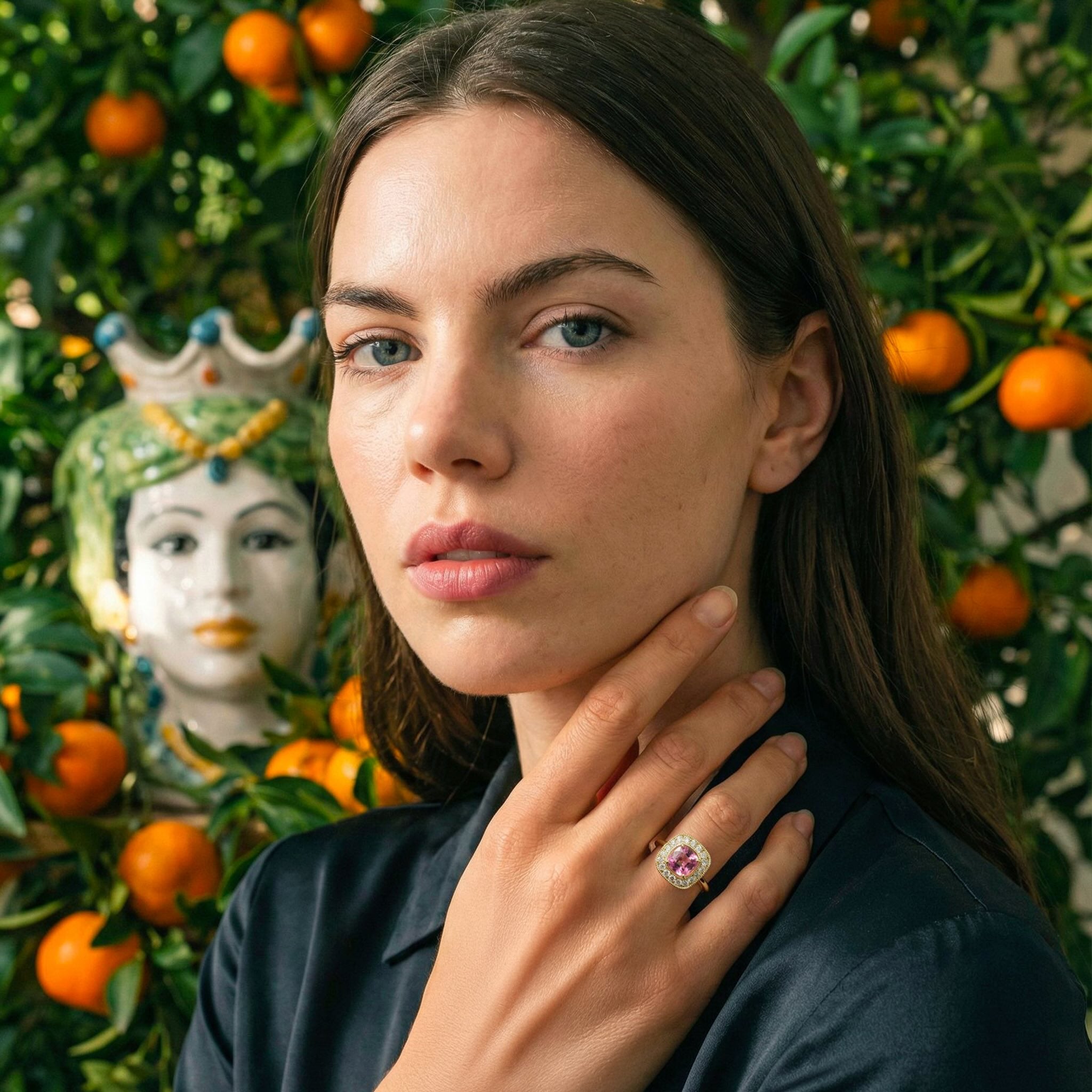 Bague art deco saphir rose Maison Mandarine