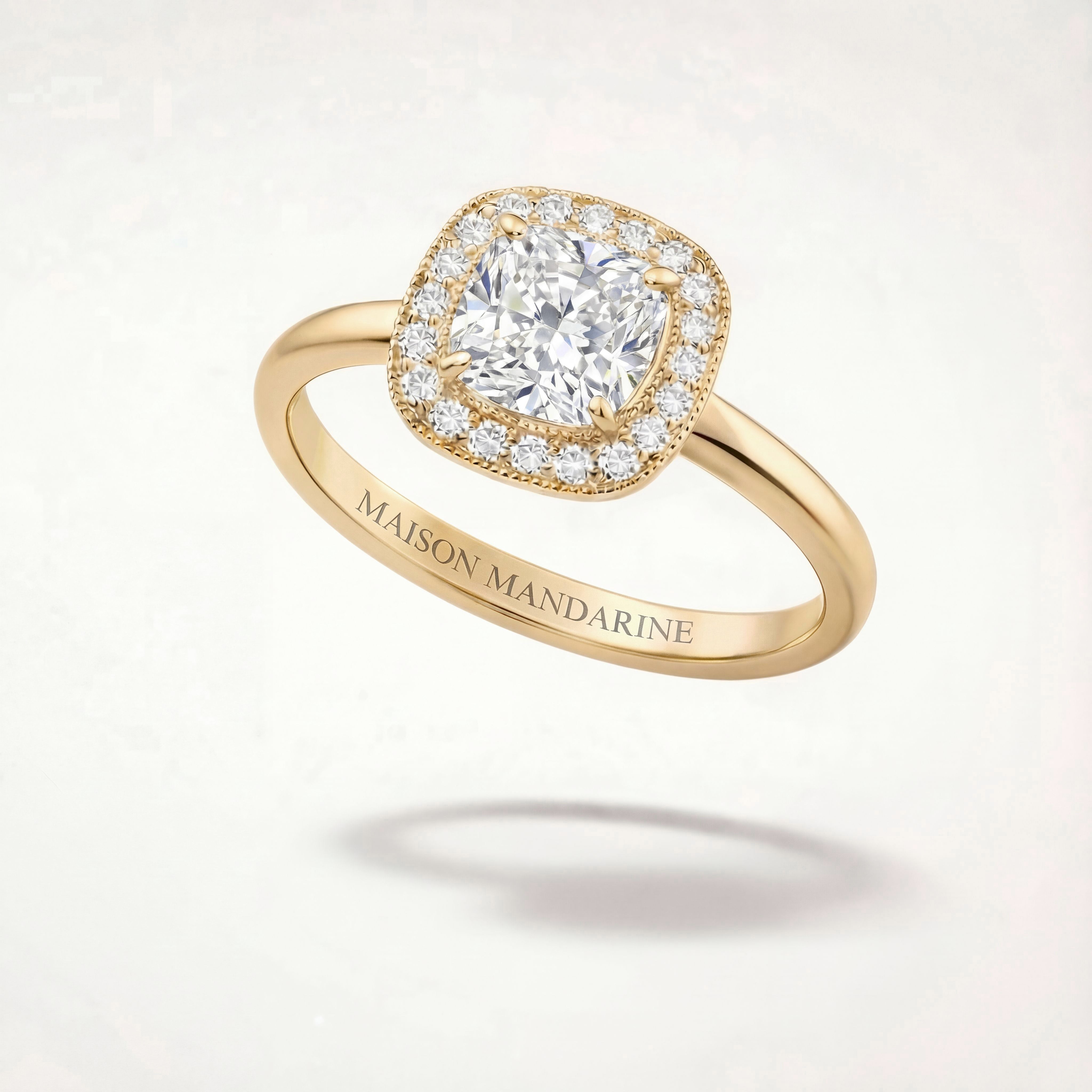Bague diamant coussin art deco Maison Mandarine